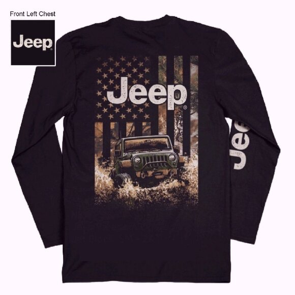 Jeep U.S. Flag Camo Long Sleeve T-Shirt Sweatshirt NEW Fast Ship - Picture 1 of 3